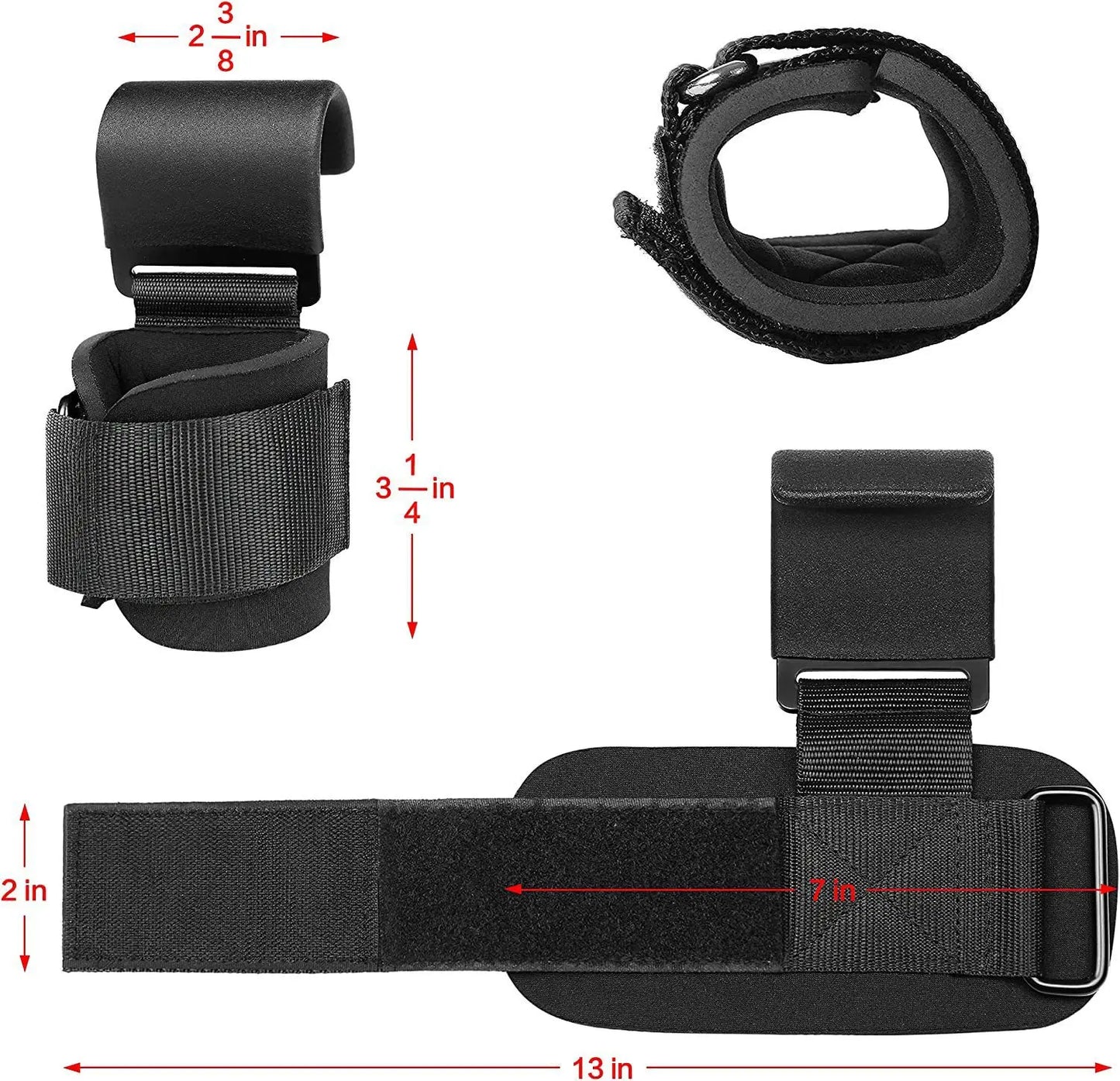 Weight Lifting Hook Grips with Wrist Wraps Hand-Bar Wrist Strap Gym Fitness Hook Weight Strap Pull-Ups Power Lifting Gloves