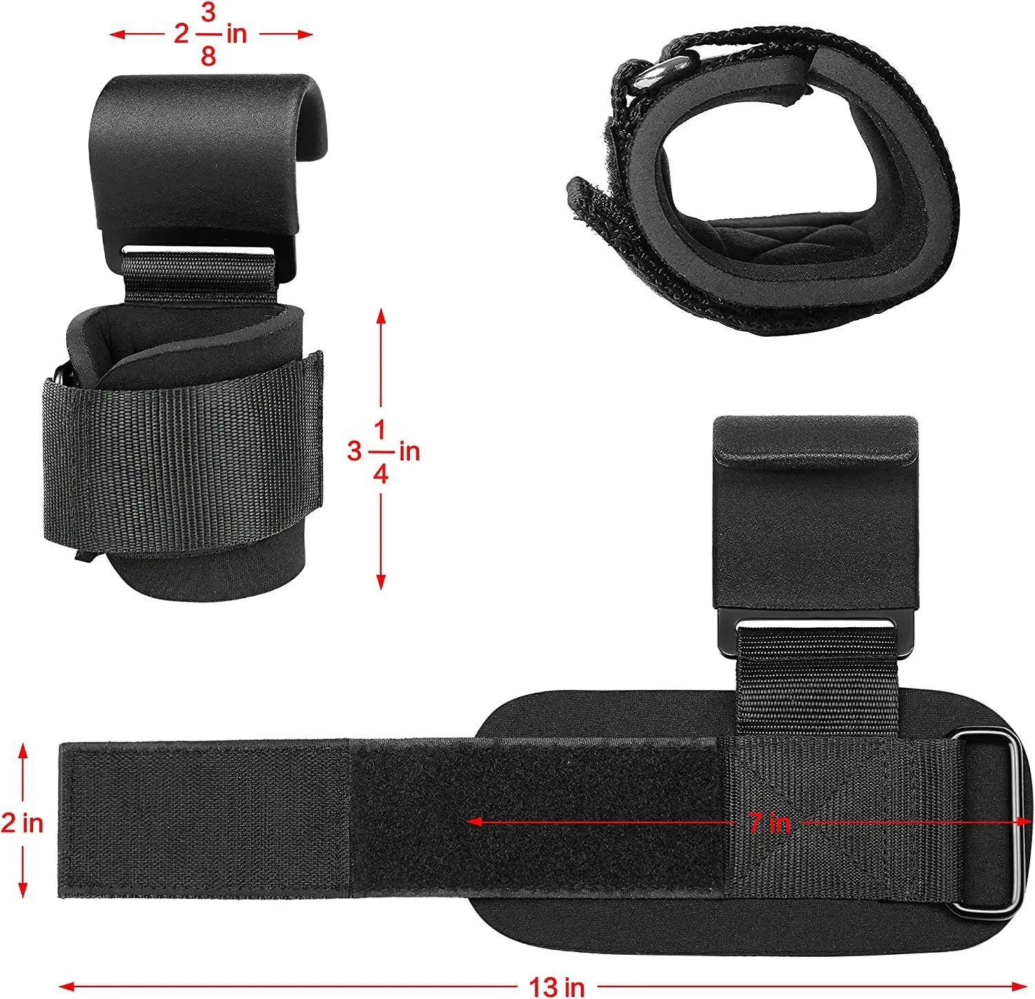 Weight Lifting Hook Grips with Wrist Wraps Hand-Bar Wrist Strap Gym Fitness Hook Weight Strap Pull-Ups Power Lifting Gloves